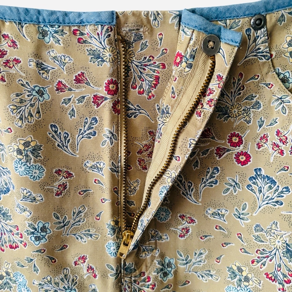 Vintage Cottagecore Skirt Size 10 100% Cotton Floral LizWear Jeans 5 Pocket - Picture 9 of 13